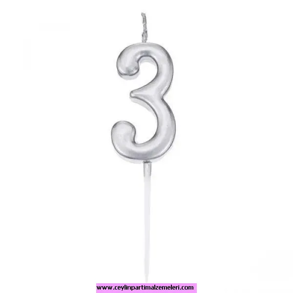 3 Rakam Mum Gümüş